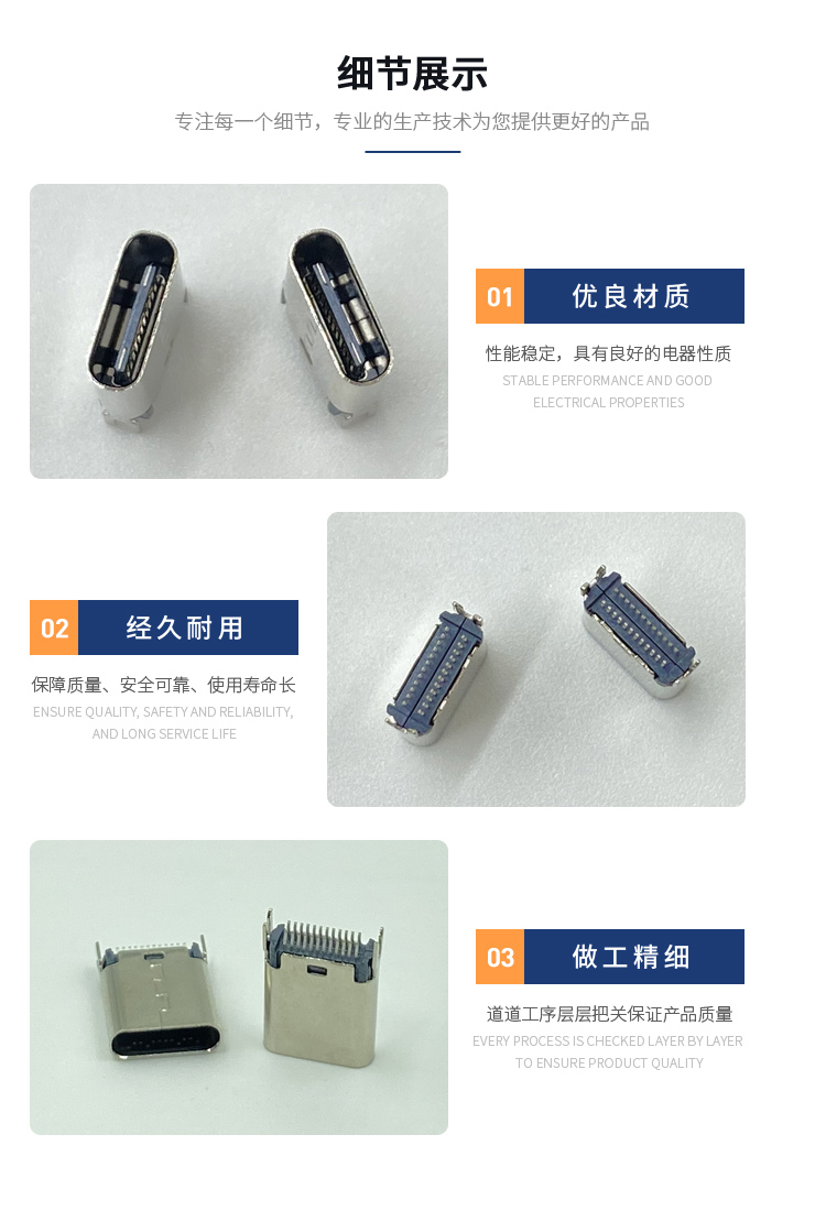 USB 3.1 C TYPE 24P female head clamp plate 0.8 L=10.5MM, customized according to the drawing and sample requirements