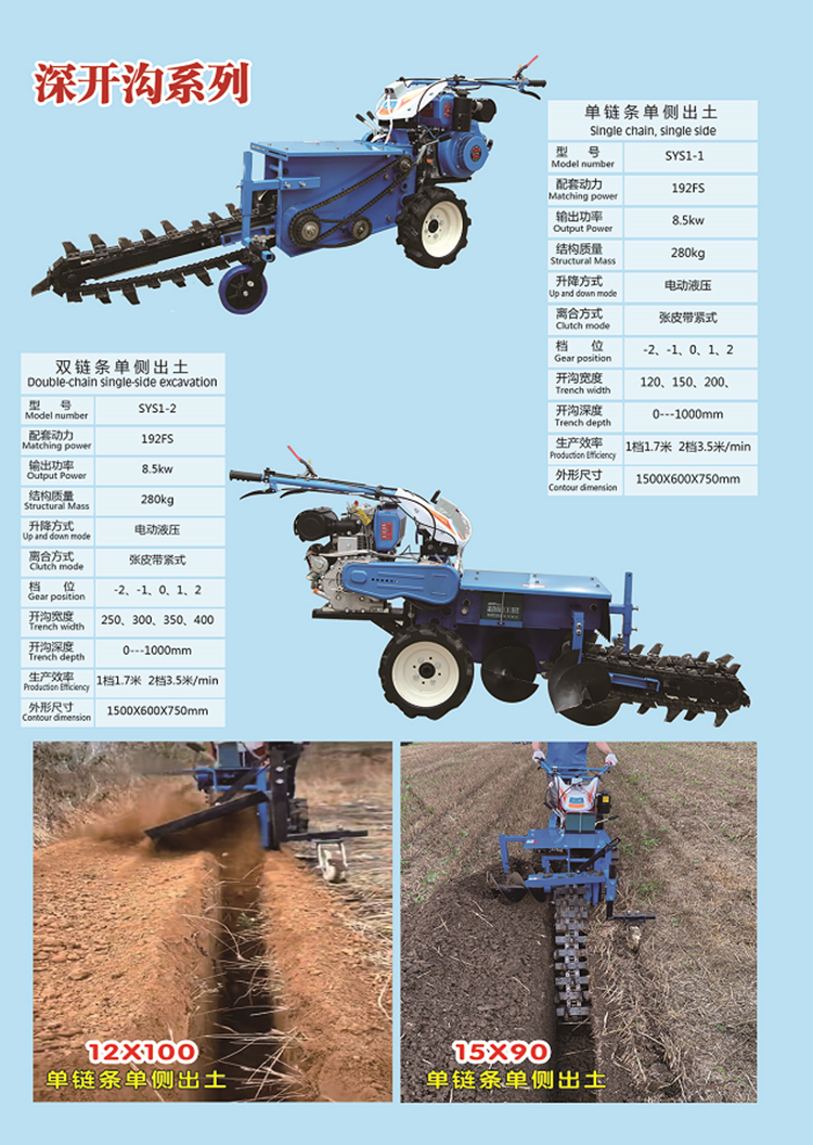 Small diesel grooving machine, Chengyu Engineering buried pipe trenching machine, single person operated trenching machine