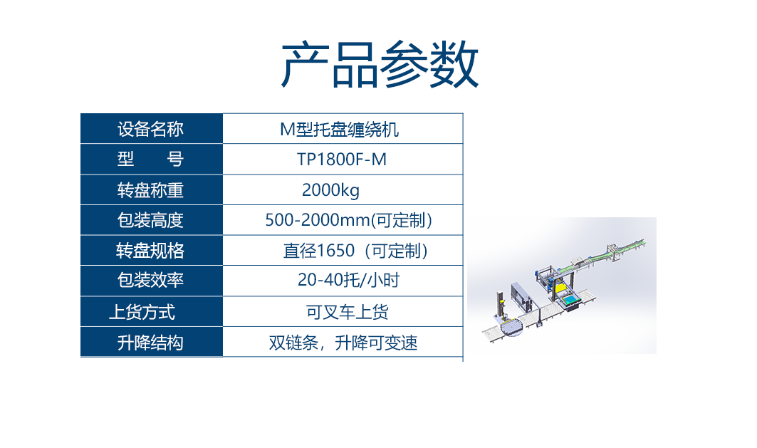 Dahong M bottom beverage tray packaging machine, fully automatic stretching film wrapping film packaging machine, forklift supporting unloading