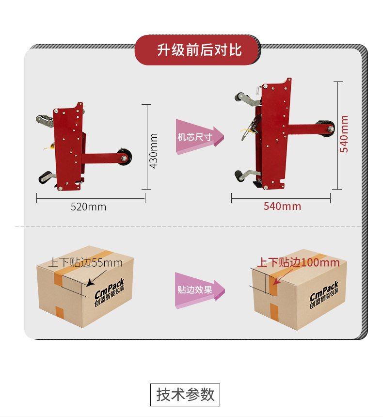 Chuangming CFA-6050T Left and Right Drive Edge 10 Sealing Machine Fully Automatic Large Carton Sealing Packaging Machine