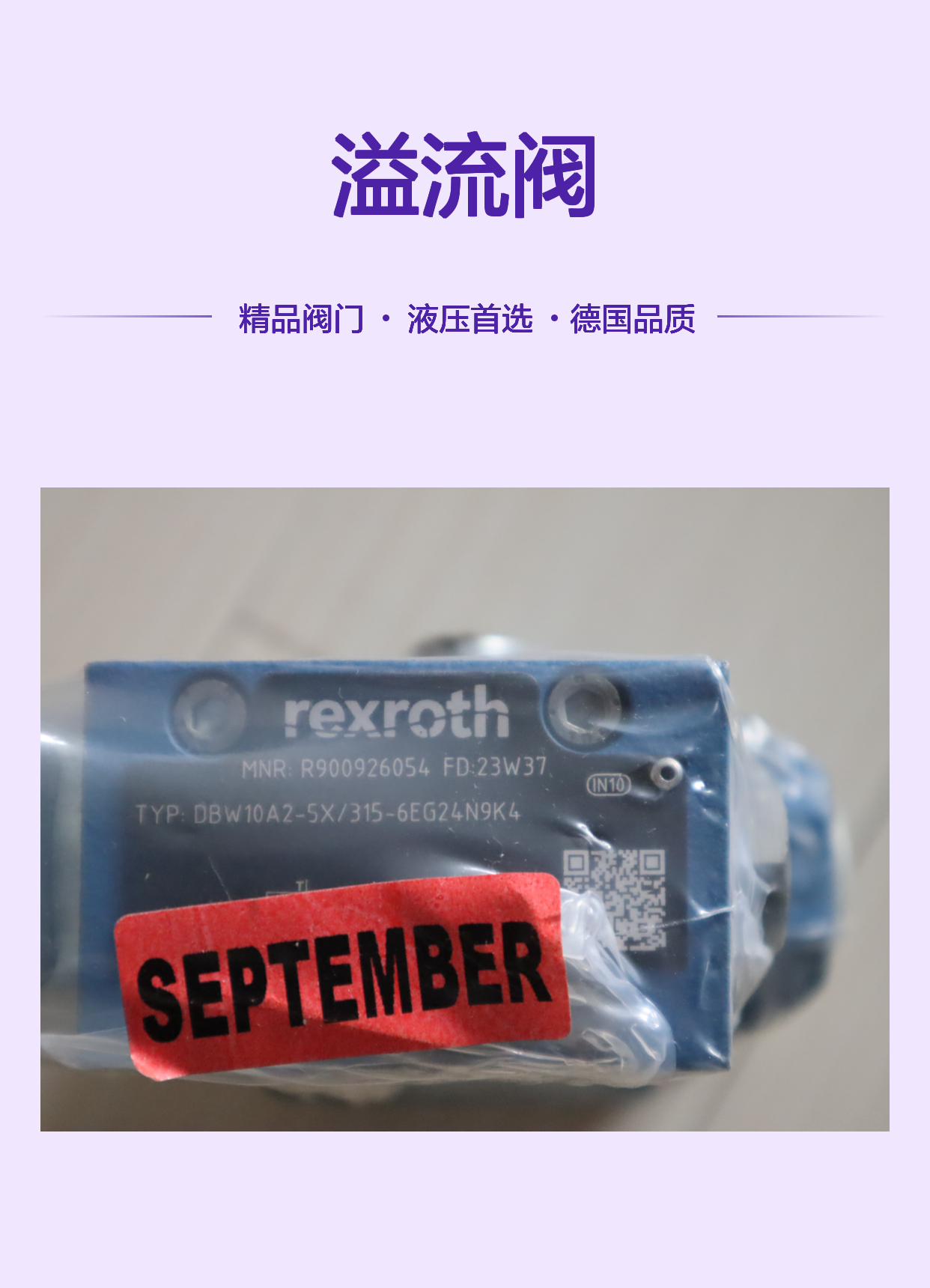 DBW10A2-52/315-6EG24N9K4 R900926054 德国力士乐REXROTH溢流阀