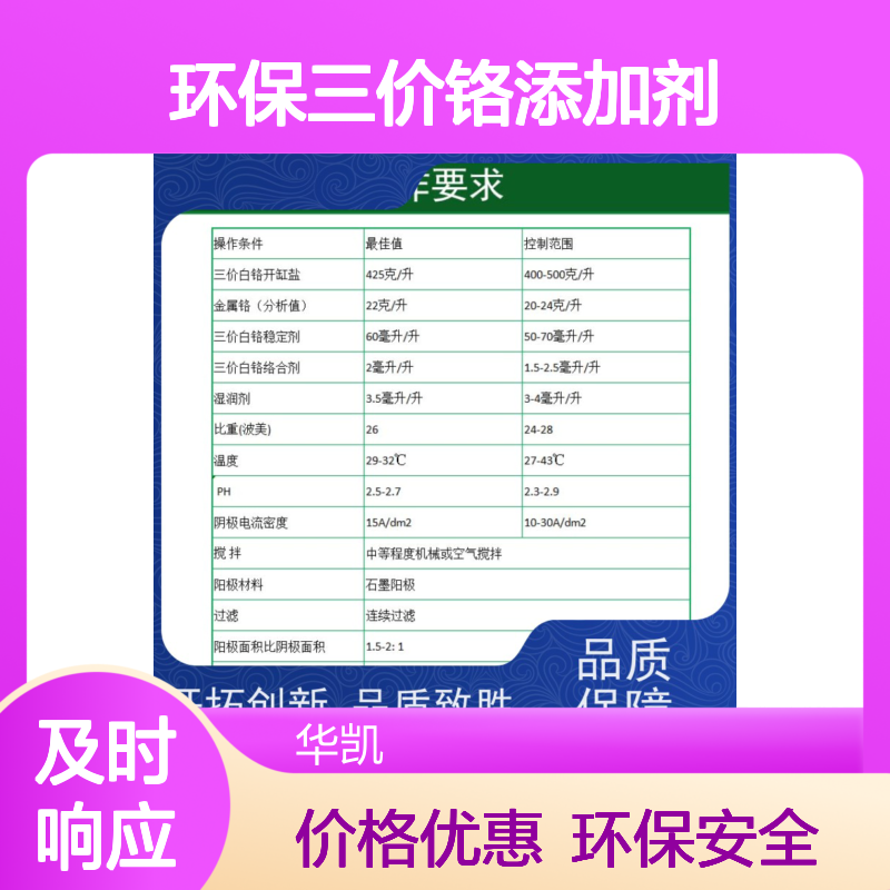 华凯环保三价铬添加剂处理成本降70%电镀厂专批