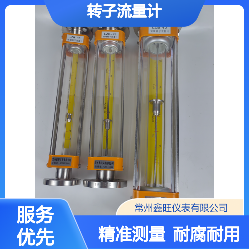 鑫旺LZB-25B全不锈钢内衬四氟玻璃转子流量计 耐腐蚀液体测量1m3/h