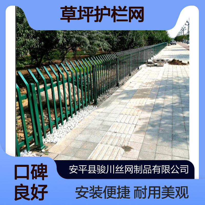 PVC草坪护栏网 绿化带园艺铁艺围栏 道路两侧隔离带锌钢栅栏 骏川厂