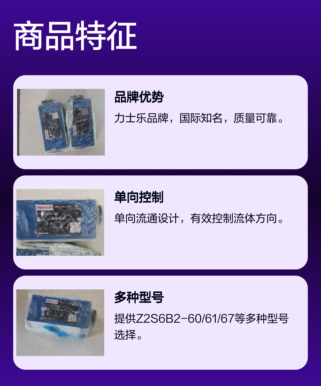 R900347502 Z2S6B2-60/ Z2S6B2-61/ Z2S6B2-67/ 力士乐REXROTH单向阀