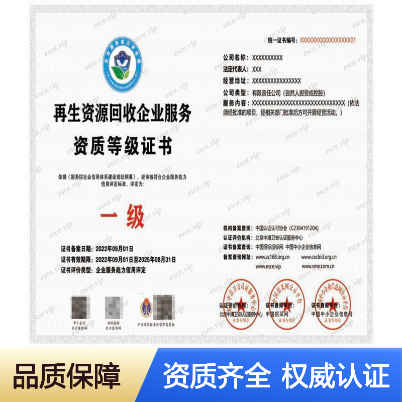 申办2024再生资源回收利用服务等级资质证书的重要性