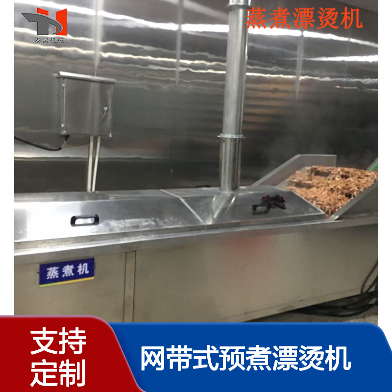 预制菜加工蒸煮漂烫设备 网带式预煮漂烫机 速冻蔬菜漂烫冷却流水线