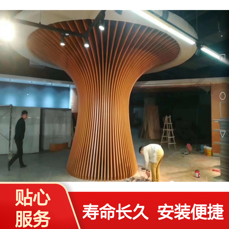 本地仿木色创意庭院景观设计 内置金属铝单板 寿命长达25年之久