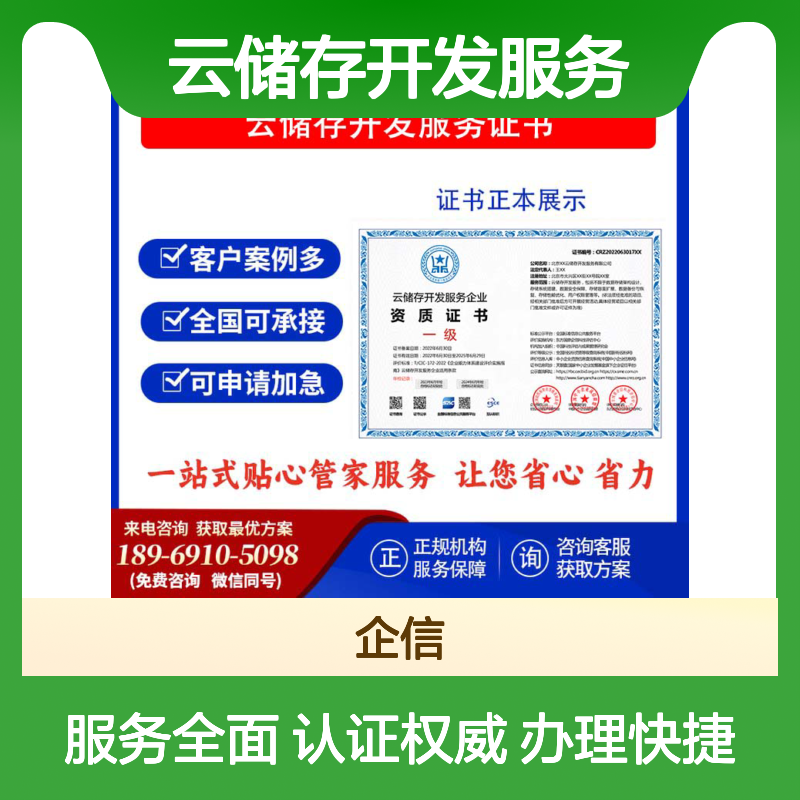 云储存开发服务企业资质证书 投标加分 多网可查 ESCE