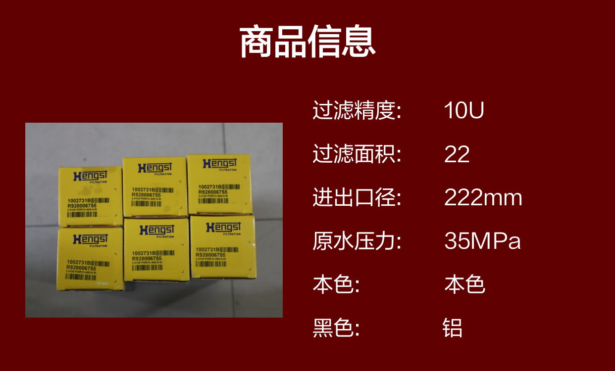 R928006755 2.0100 PWR10-A00-0-M 1002731B 德国汉格斯特HENGST滤芯
