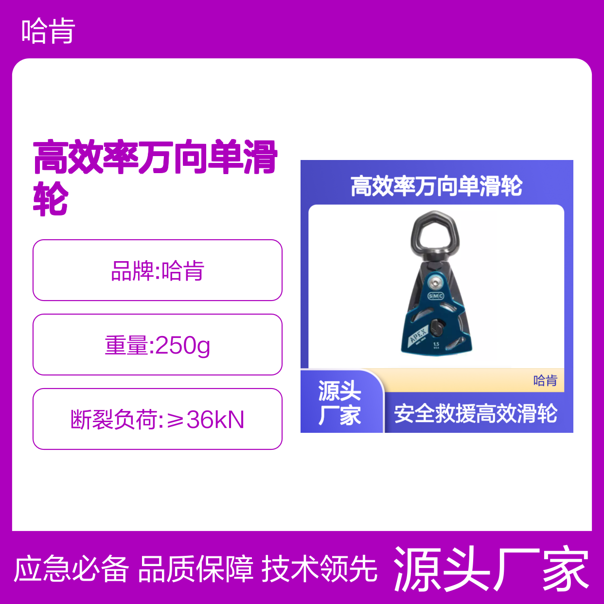哈肯供应 SMC APEX 高效率万向单滑轮 Swivel Pulley