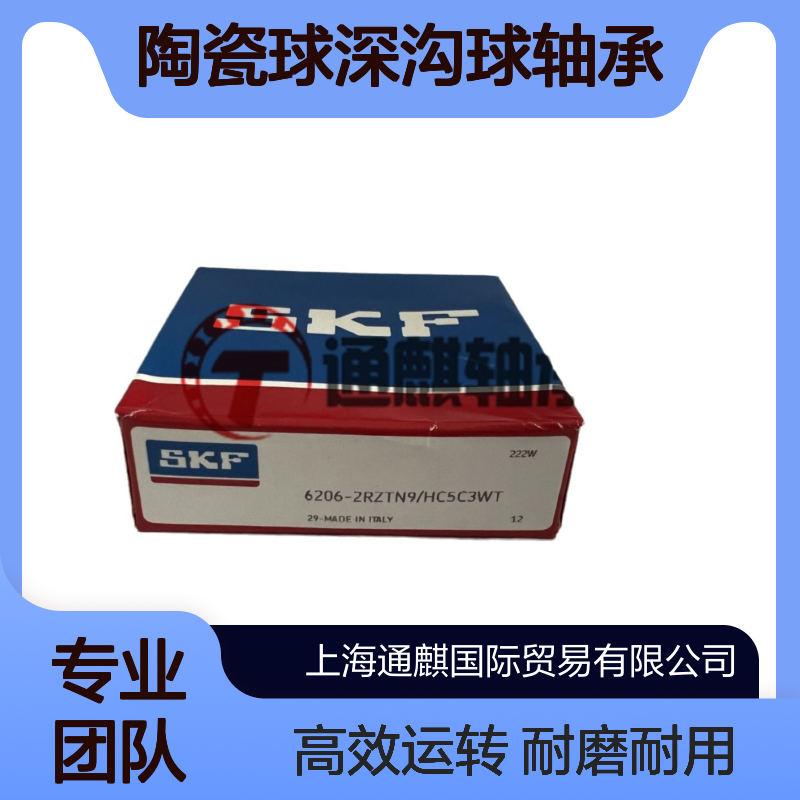 瑞典SKF陶瓷球深沟球轴承6206-2RZTN9/HC5C3WT