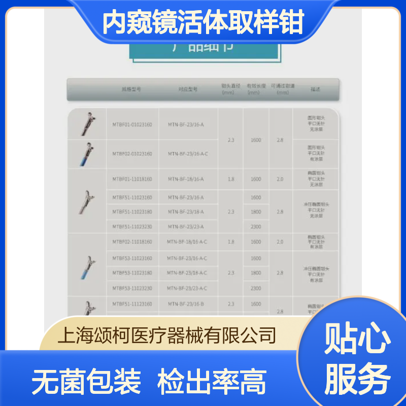 南微医学 带涂层一次性使用内窥镜活体取样钳 内镜检查活检采样使用