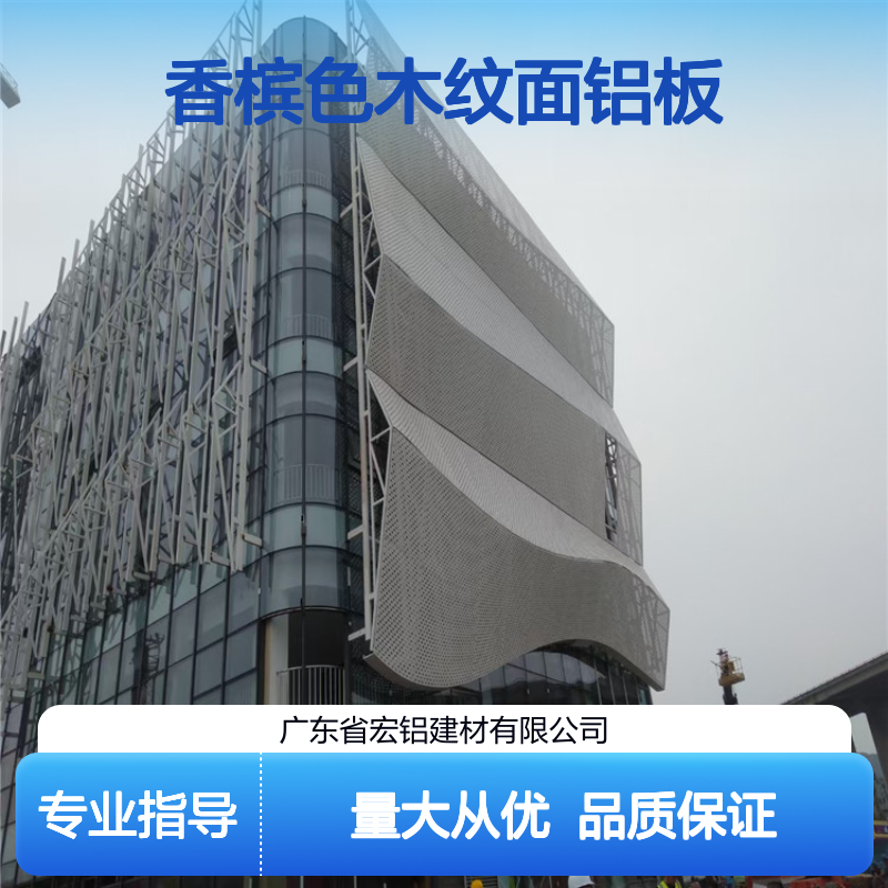 香槟色木纹面铝板幕墙 雕花铝板 建筑外墙装饰优选材料