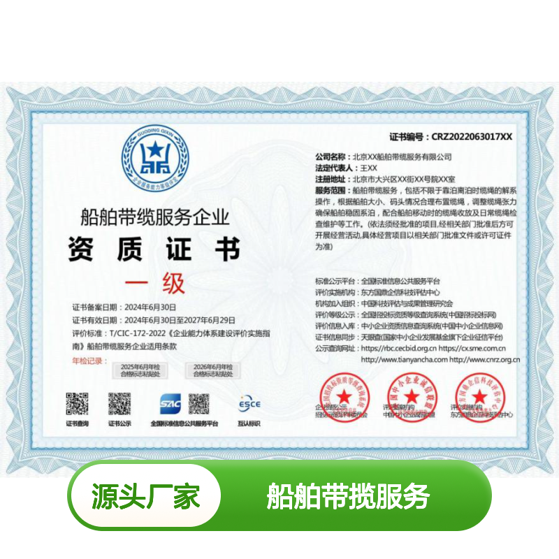 船舶带揽服务企业资质证书 投标加分 多网可查 ESCE