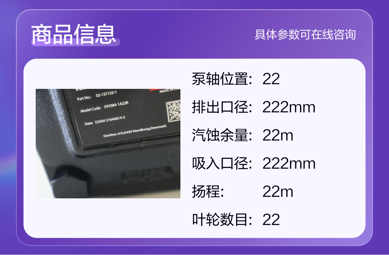35V38A 1A22R 02-137132-1 美国威格士VICKERS DANFOSS丹佛斯叶片泵