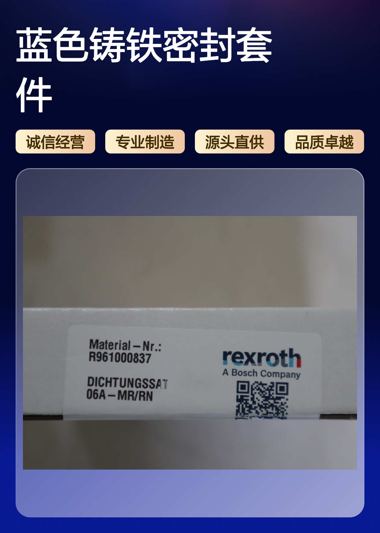 力士乐REXROTH蓝色铸铁密封套件 液压系统专用 R961000837