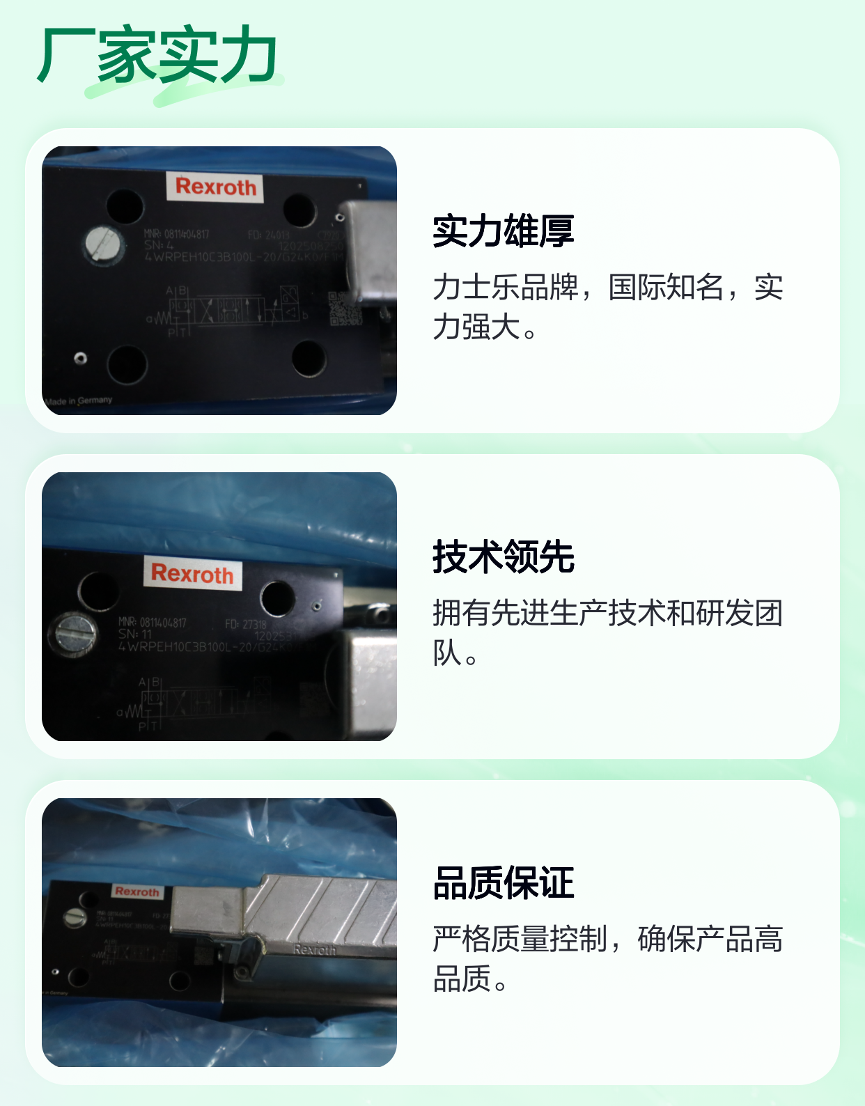 4WRPEH10C3B100L-20/G24K0/F1M 0811404817 力士乐REXROTH比例阀