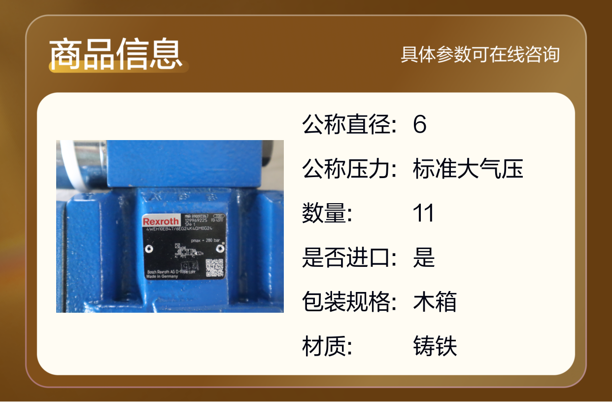 德国力士乐REXROTH蓝色铸铁电液阀R900923147