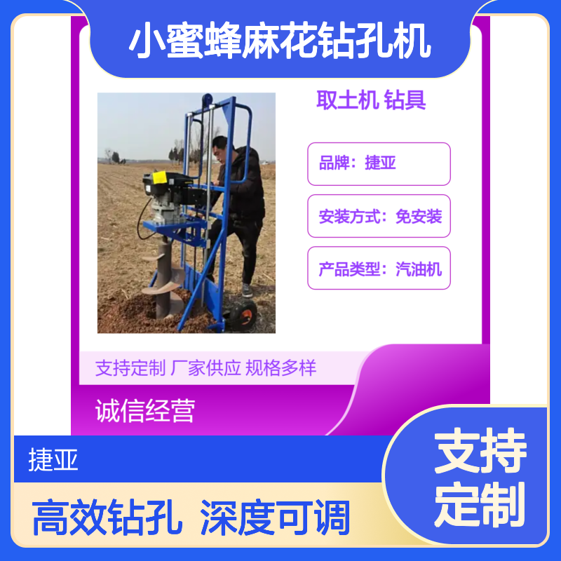 手推式冲击灌注引孔取土机 捷亚DF 小蜜蜂麻花钻孔机可打2米深