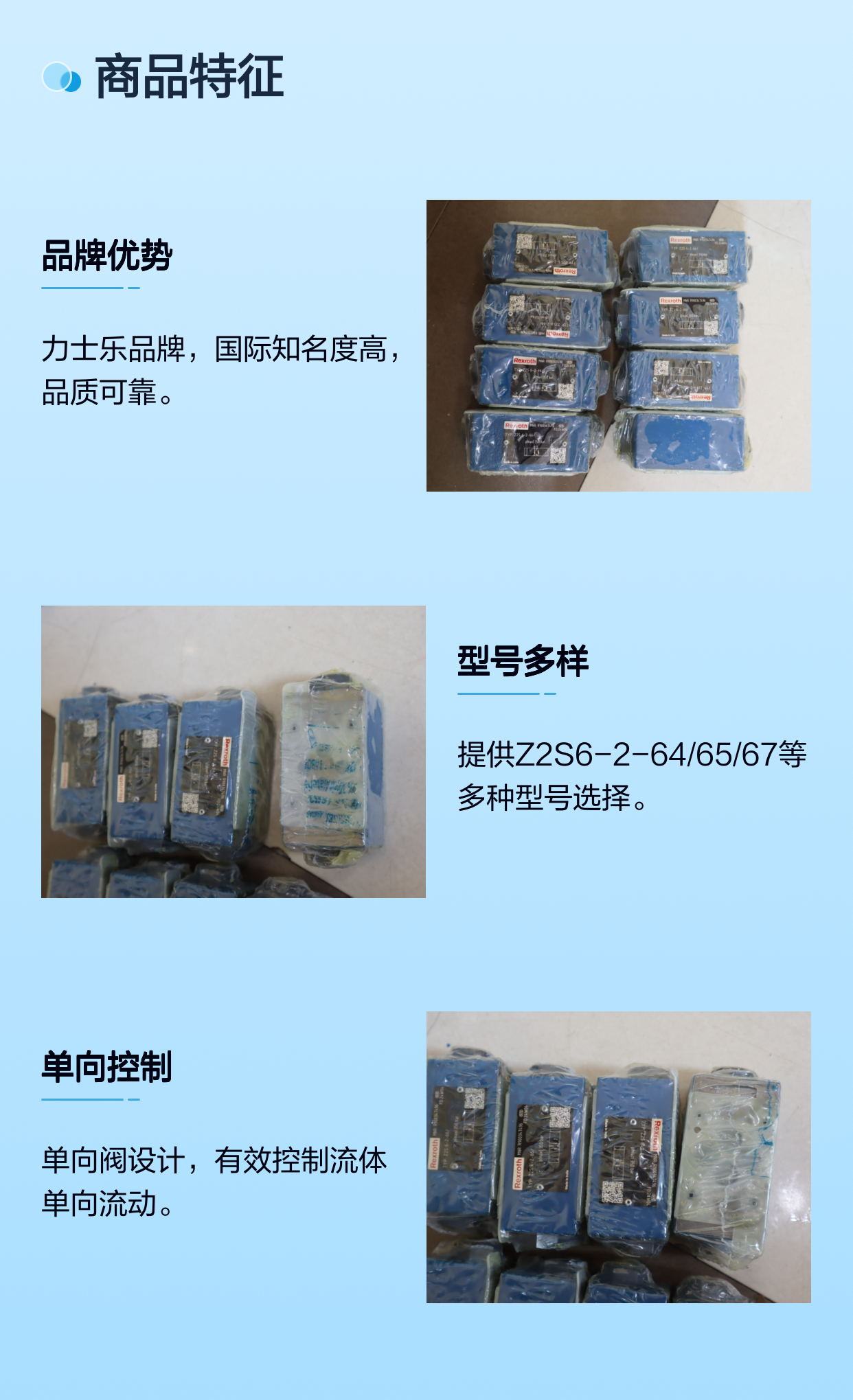 R900347496 Z2S6-2-64/ Z2S6-2-65/ Z2S6-2-67/ 力士乐REXROTH单向阀