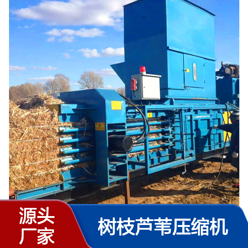 鸿运 卧式麦秸麦草打包机 小型自动树枝芦苇压缩机 电控遥控