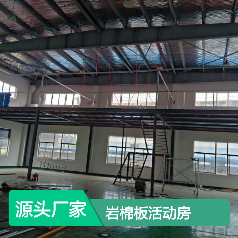钢结构隔层50mm防火岩棉夹芯板办公室车间75100隔断吊顶安装施工