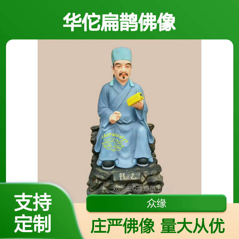 药王爷孙思邈图片 彩绘妙应真人 玻璃钢钱乙雕塑 华佗扁鹊佛像批发