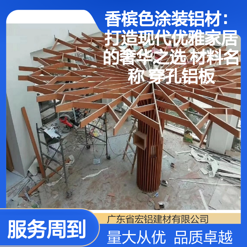 香槟色涂装铝材 穿孔铝板 现代优雅家居装饰 轻质高强耐腐蚀