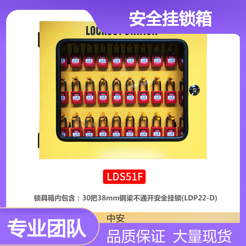 安全挂锁箱 壁挂金属带门透视四锁十锁二十锁三十锁六十锁黄色