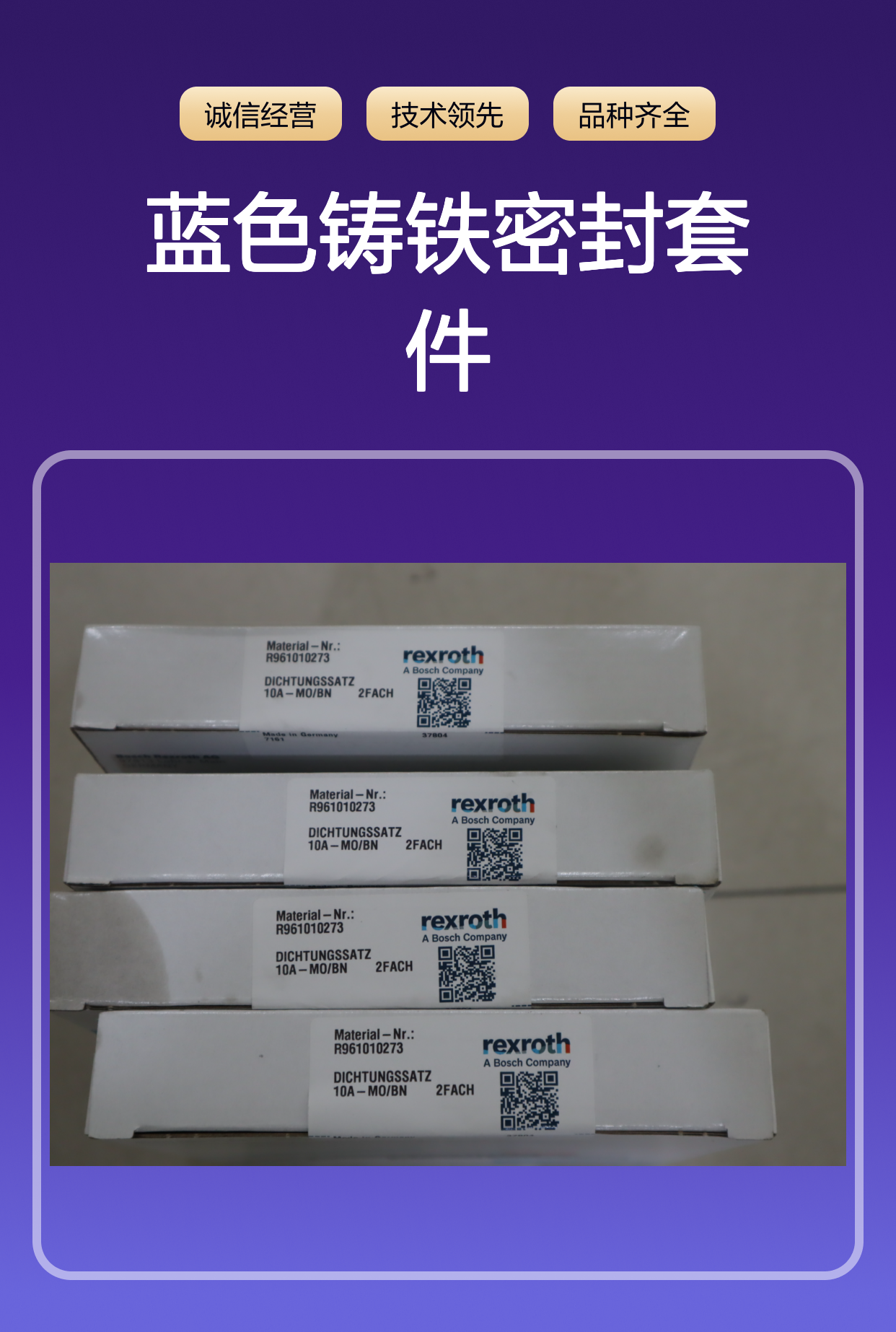 力士乐REXROTH蓝色铸铁密封套件R961010273液压系统用