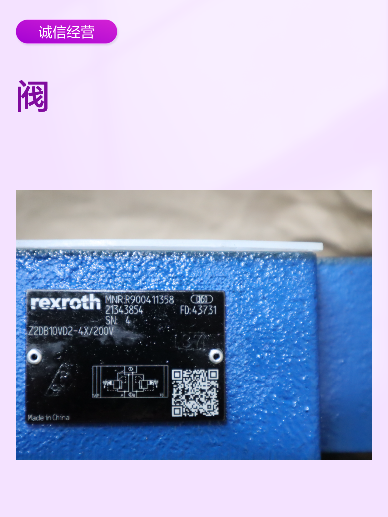 Z2DB10VD2-4X/200V R900411358 Z2DB10VD2-42/200V 力士乐REXROTH 阀