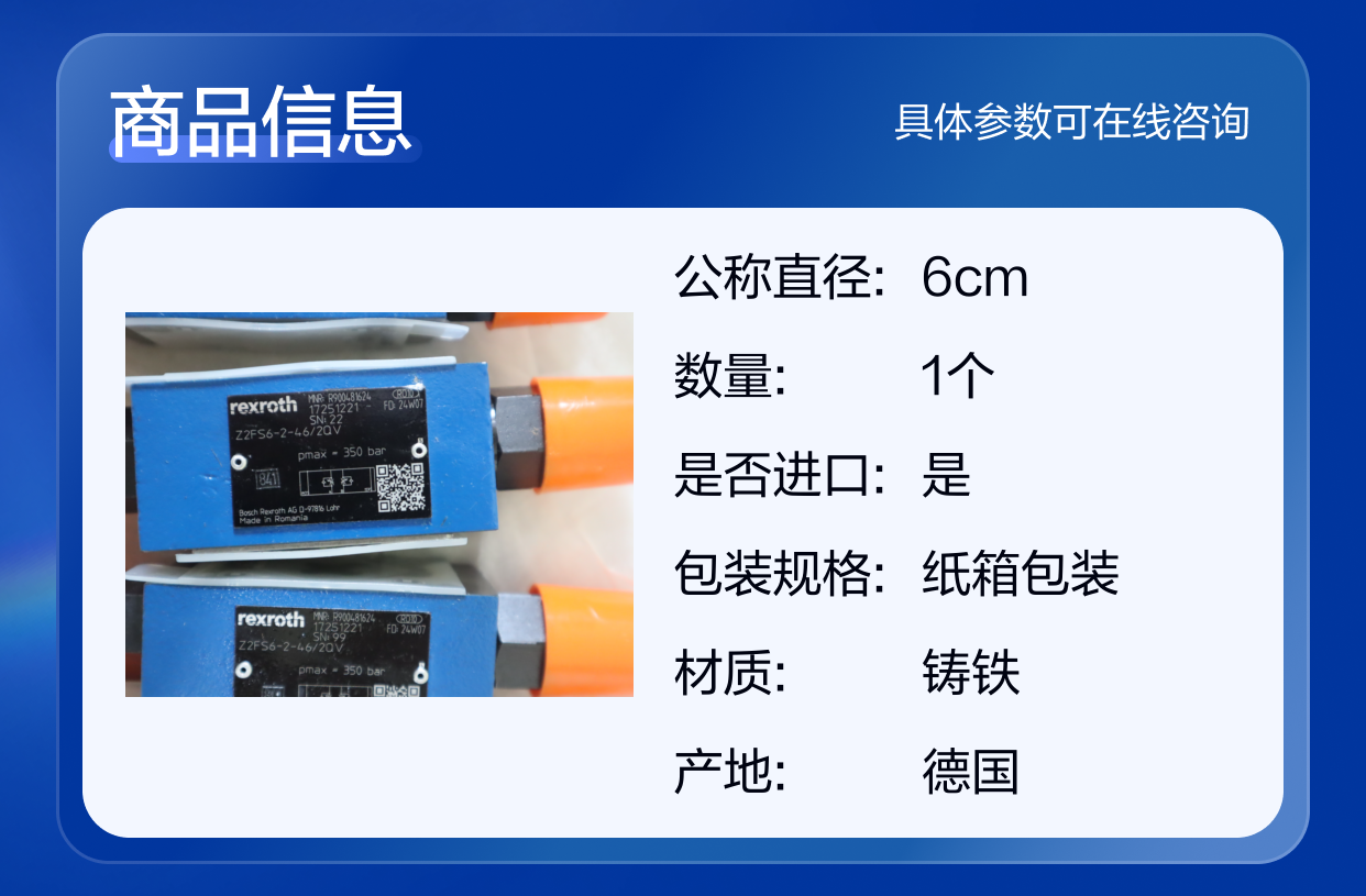 Z2FS6-2-4X/2QV Z2FS6-2-40/2QV R900481624 力士乐REXROTH节流阀