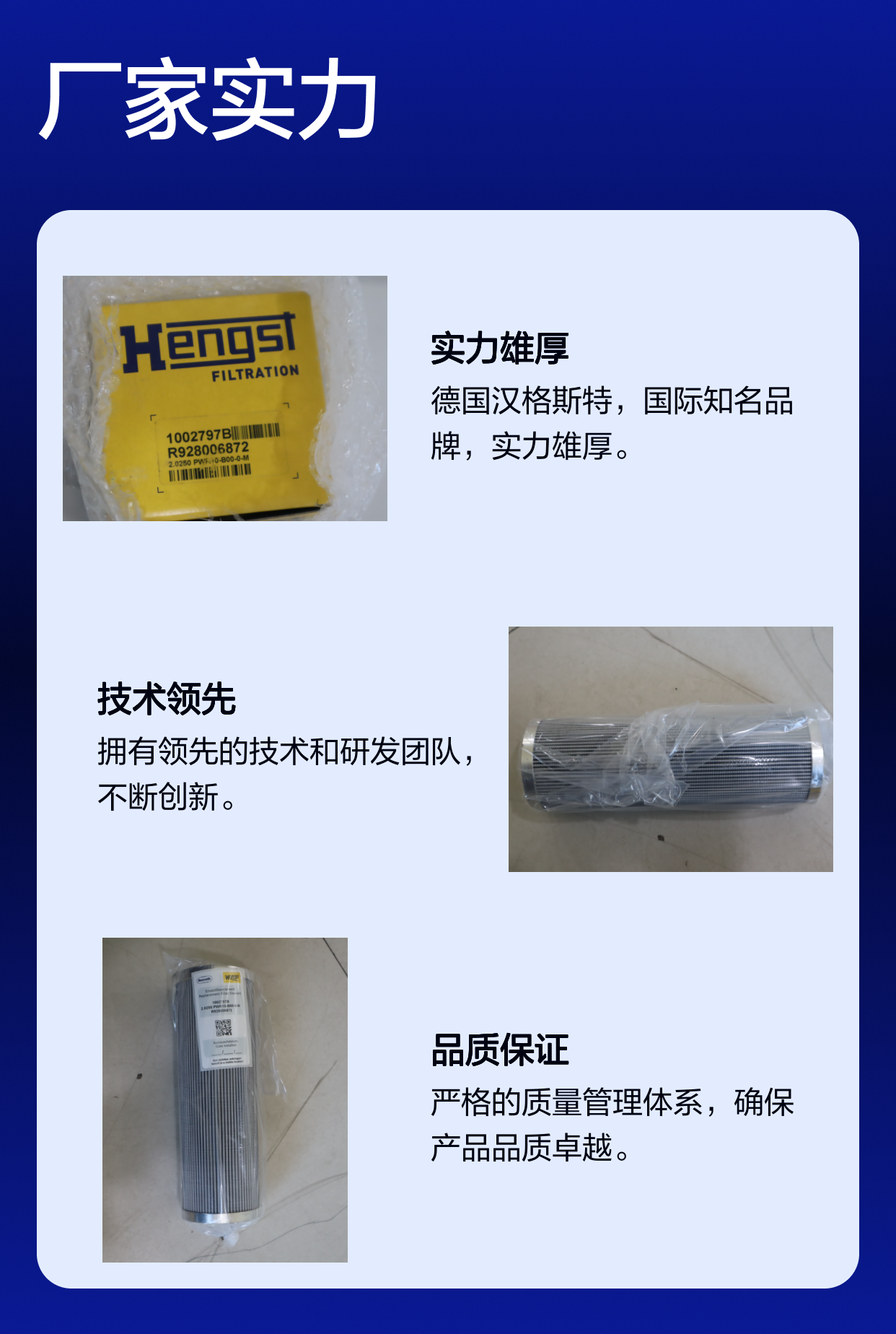 R928006872 2.0250 PWR10-B00-0-M 1002797B 德国汉格斯特HENGST滤芯