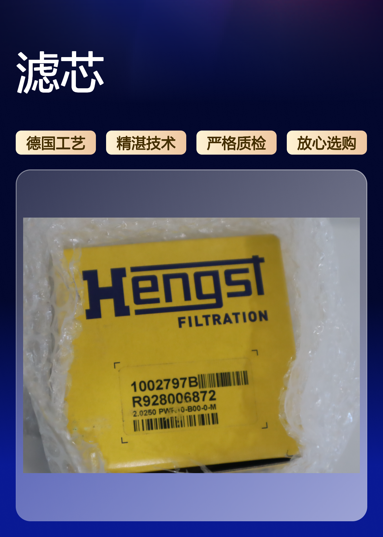 R928006872 2.0250 PWR10-B00-0-M 1002797B 德国汉格斯特HENGST滤芯