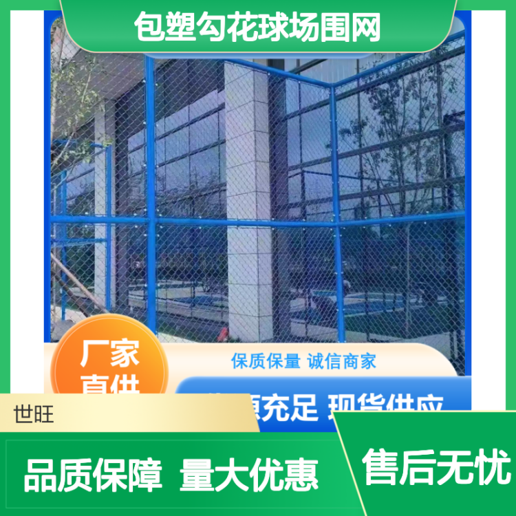 包塑勾花球场围网 钢丝网排球场地围栏 墨绿色安装方便 加工定制