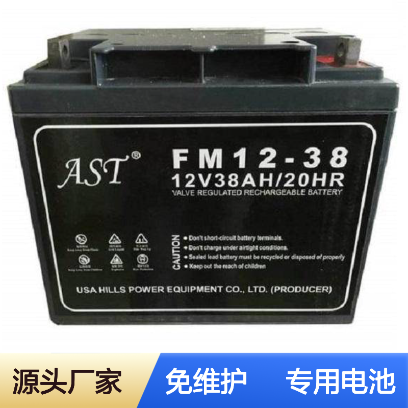 AST艾斯特铅酸免维护蓄电池12V38AH ST12-38 UPS控制柜专用