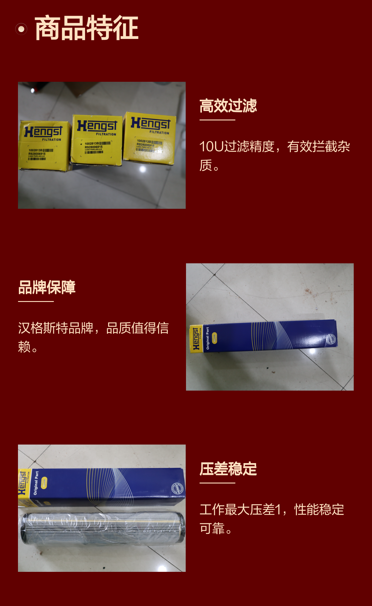 汉格斯特HENGST R928006915过滤器滤芯 10U精度
