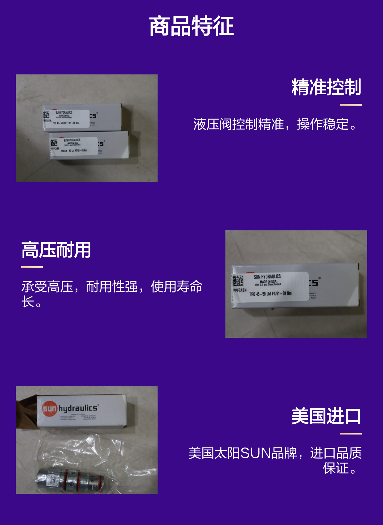 PPFCABN TRQ45-50LBF FT/61-68NM 美国太阳SUN液压阀