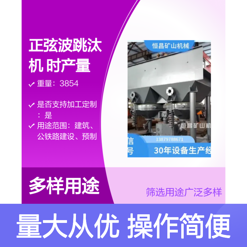 正弦波跳汰机 金矿重选 时产30吨 精细筛选金矿选矿设备