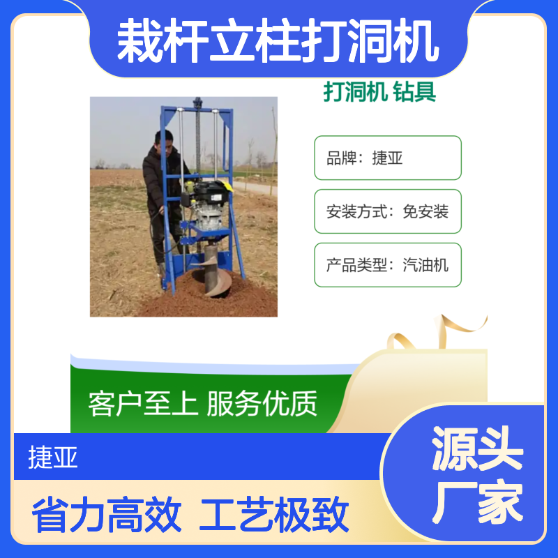 带架子式光伏栽杆立柱打洞机 捷亚DF 四冲程挖坑钻桩机具