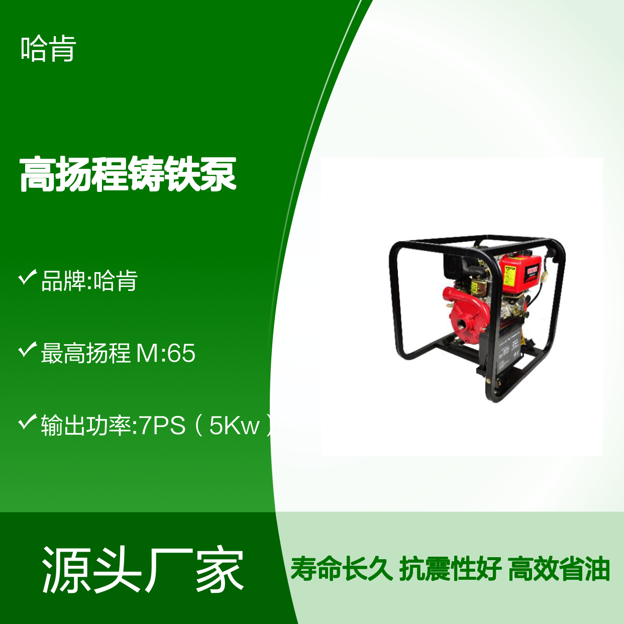 哈肯国际供应 高扬程铸铁泵系列 178F 柴油机 四冲程 风冷