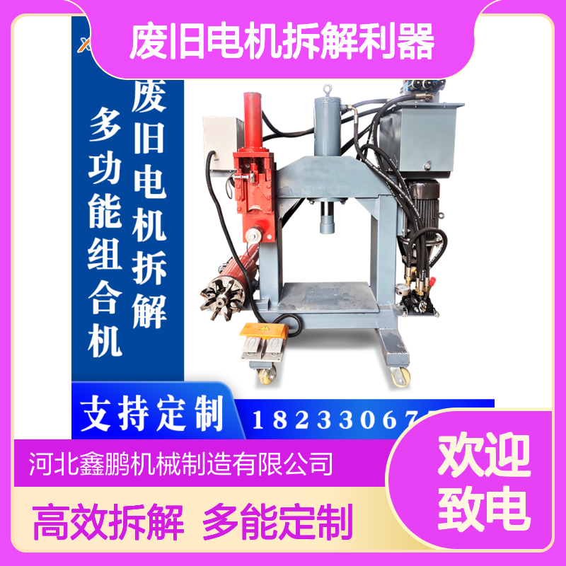 鑫鹏电机拆线机 定子取铜多功能组合压力机 废旧电机拆解利器