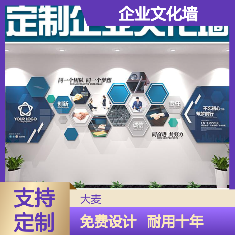 定制企业文化墙 展现团队风采 携手并进共赢未来 送安装工具