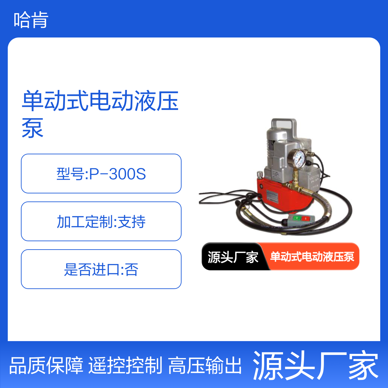 哈肯供应P-300S单动式电动液压泵（CTE）R14E-H