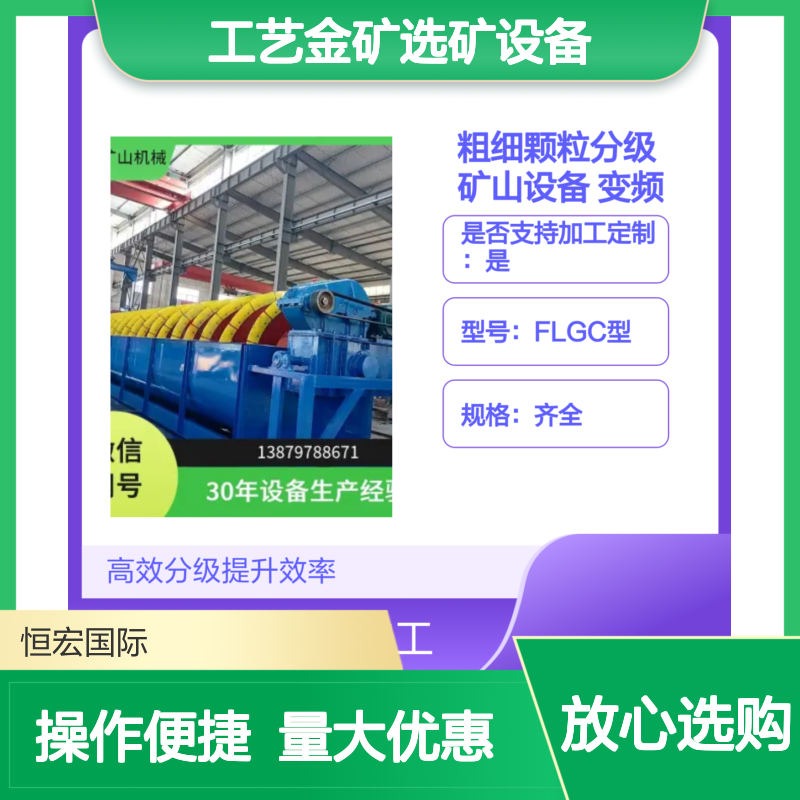 FLGC型工艺金矿选矿设备 粗细颗粒高效分级 变频矿山机械