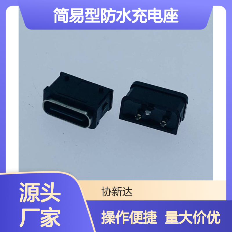 TYPEC焊线式防水母座 USB3.1立式2PIN简易充电座 IPX8防水
