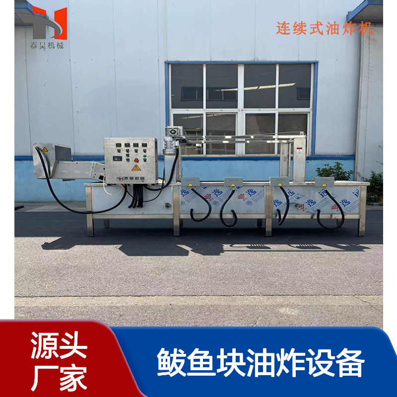 连续式鲅鱼块油炸设备 带提升自动除渣油炸机 小酥肉油炸生产线厂家
