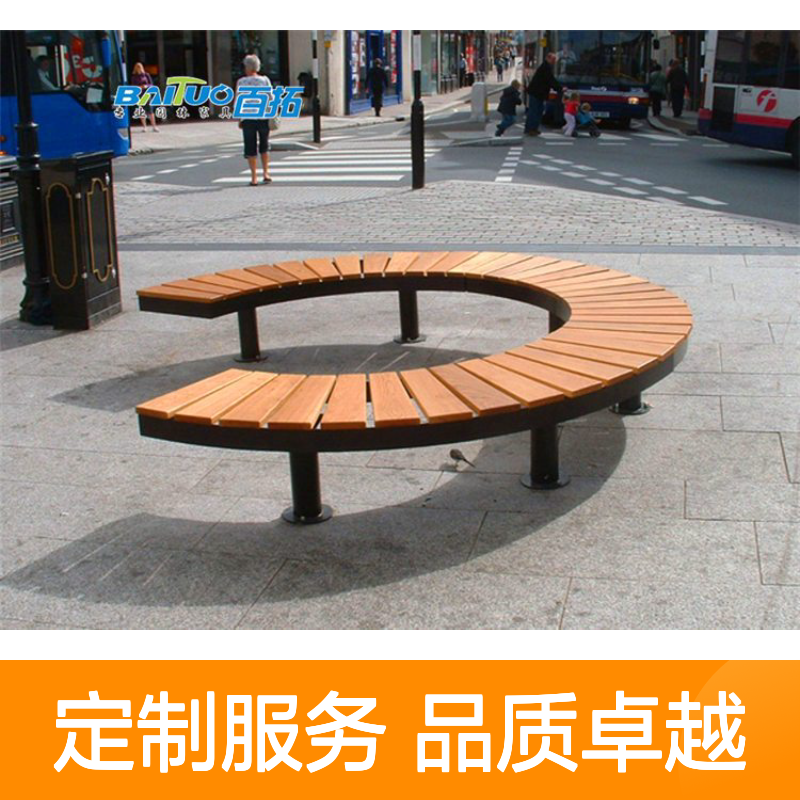 景区广场大直径弧形树池座椅设计定做菠萝格成品景观坐凳树池款式