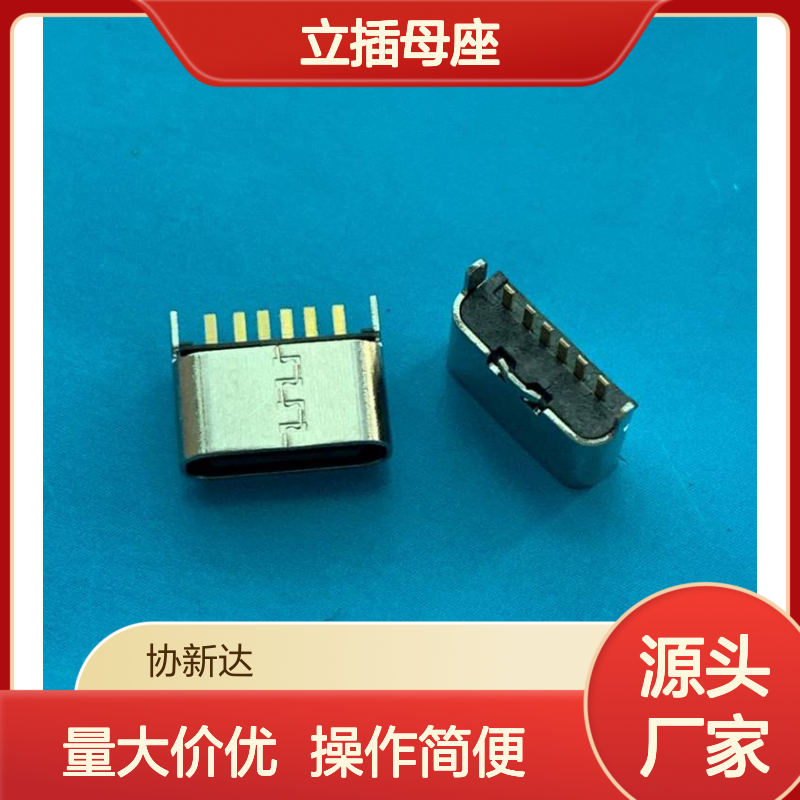 TYPEC 6PIN立插母座 5.0/5.5mm立式插座 不锈钢壳USB3.1